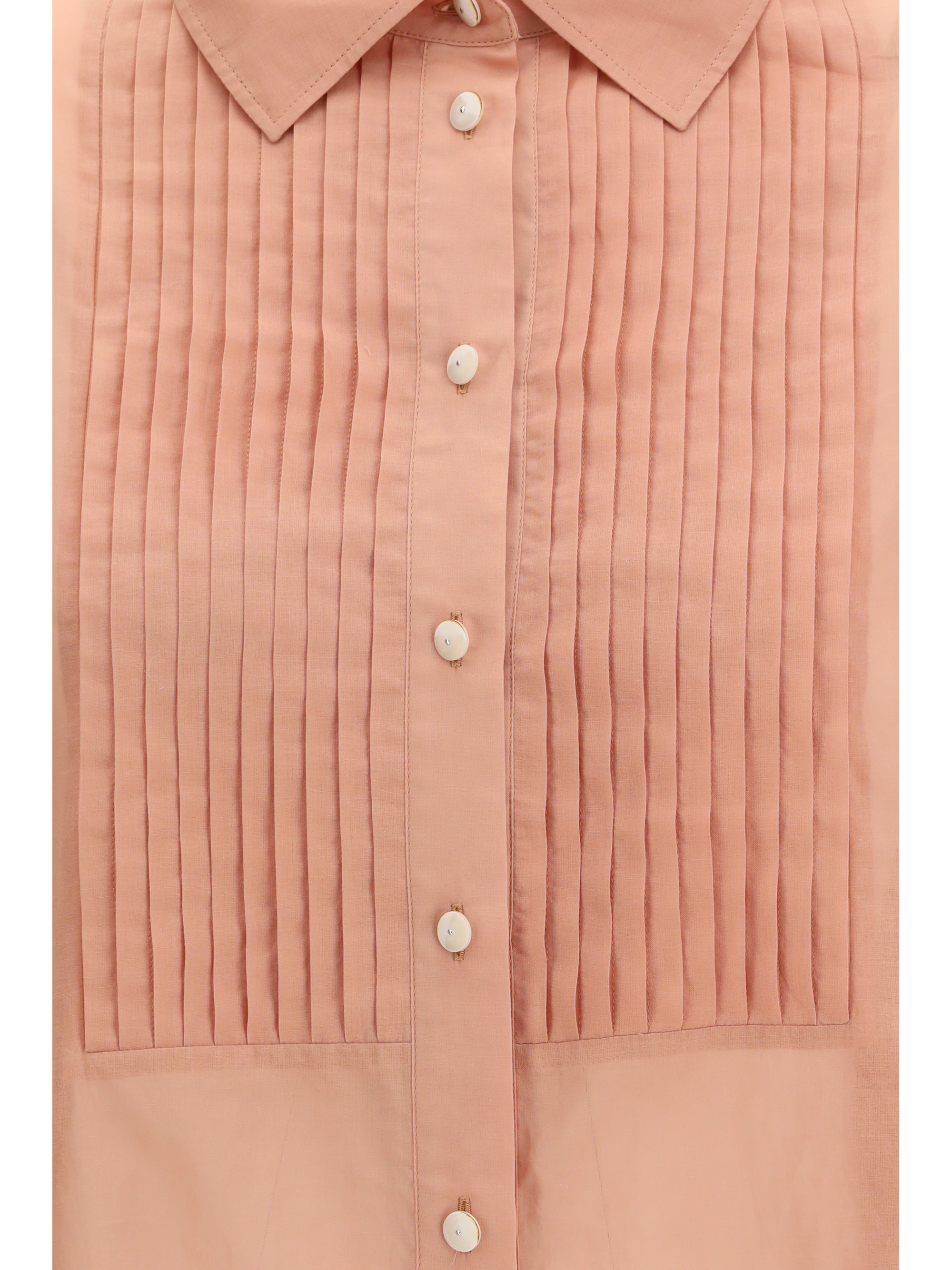 Oversized Shirt in cotton with pleated bib