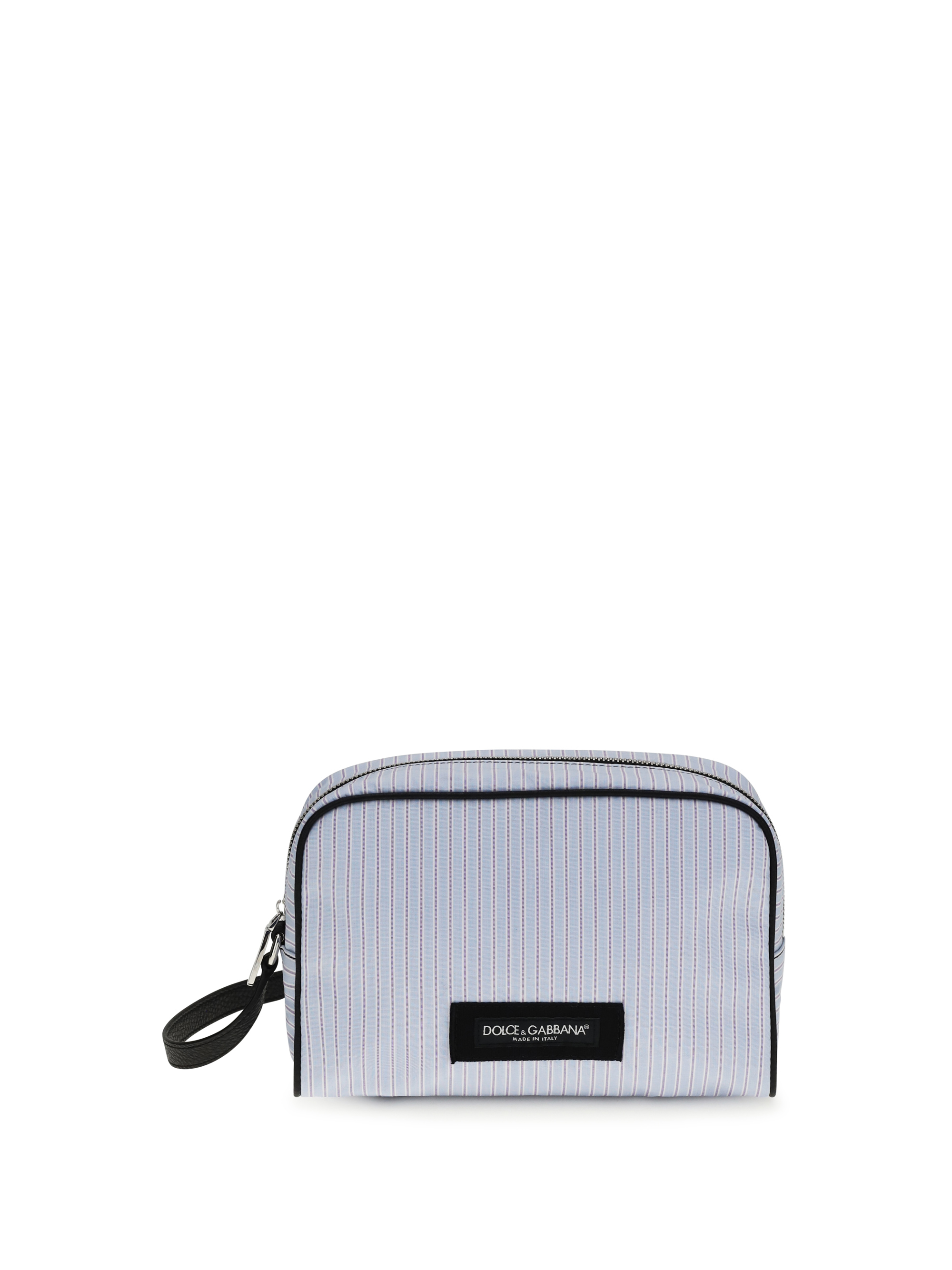 Striped poplin and leather Handbag