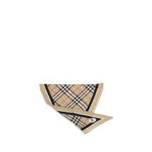 Check silk Scarf with Knight Stamp