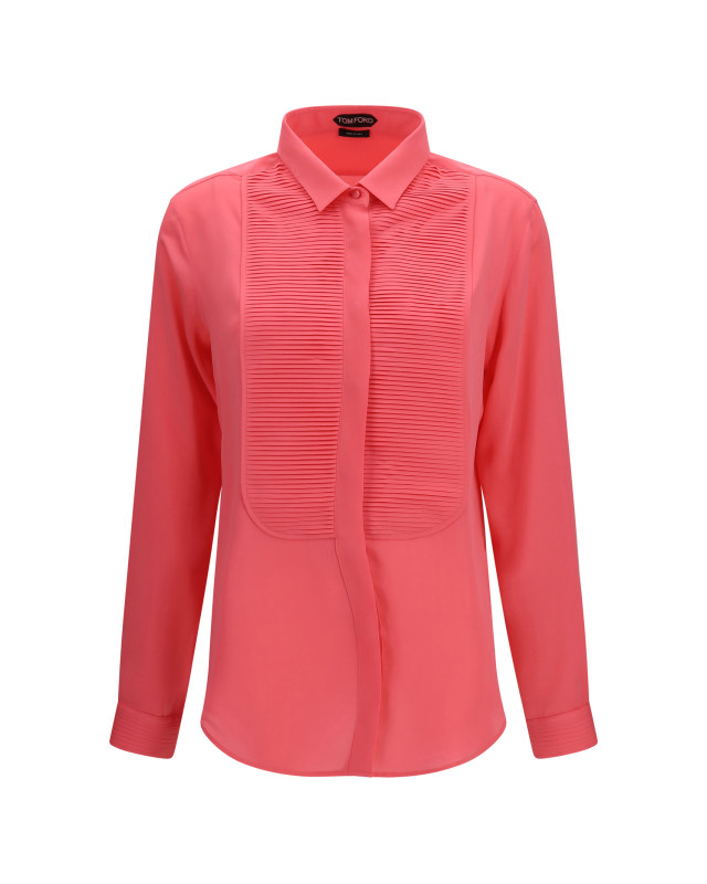 Tuxedo Shirt in silk with pleated bib
