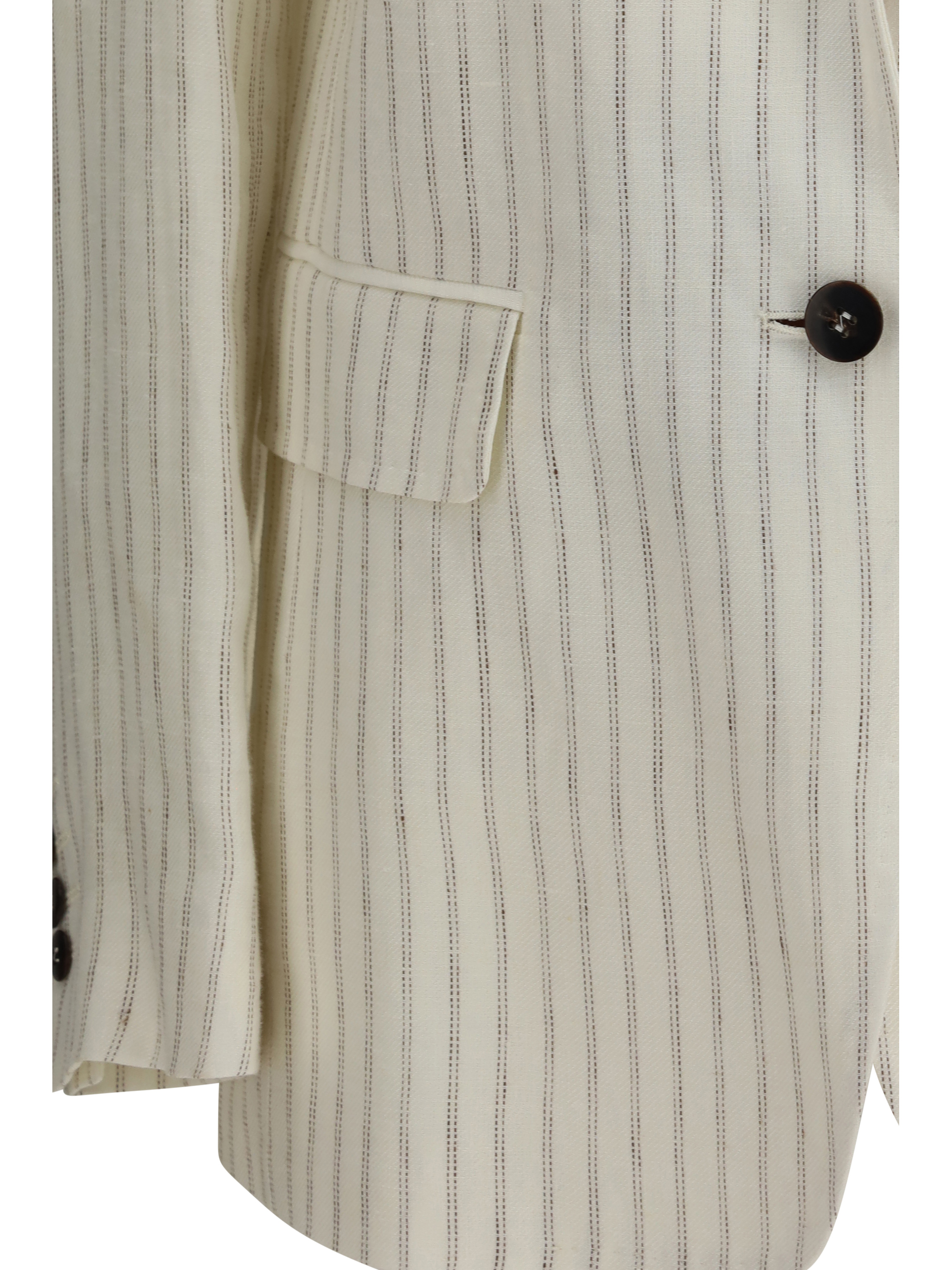 Single-Breasted pinstriped linen Blazer