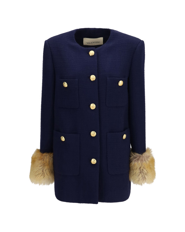 Wool tweed Caban Coat