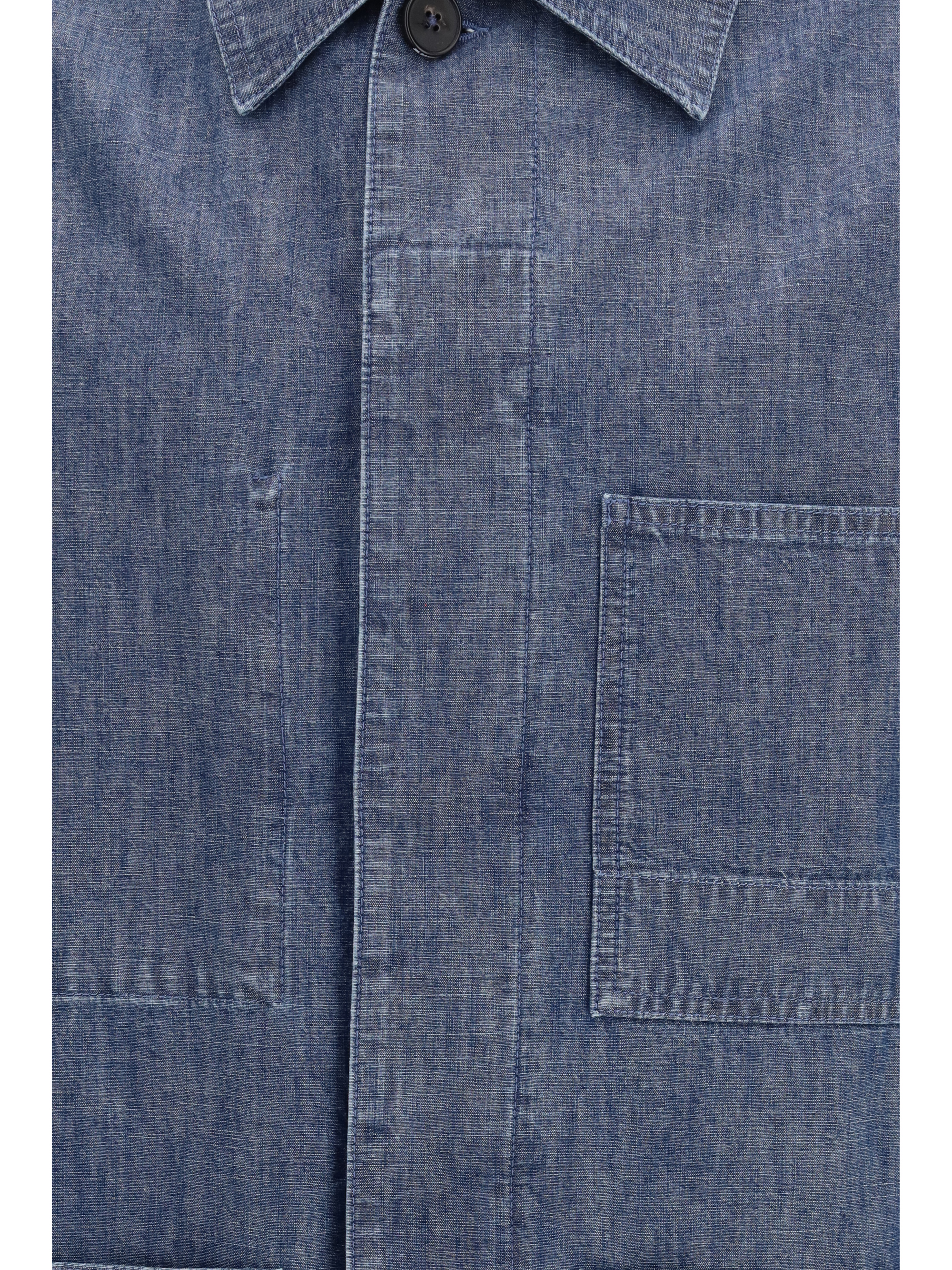 Patch-pocket chambray Overshirt