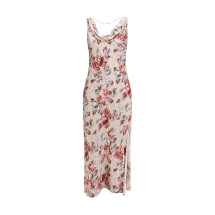 Draped floral-print Dress