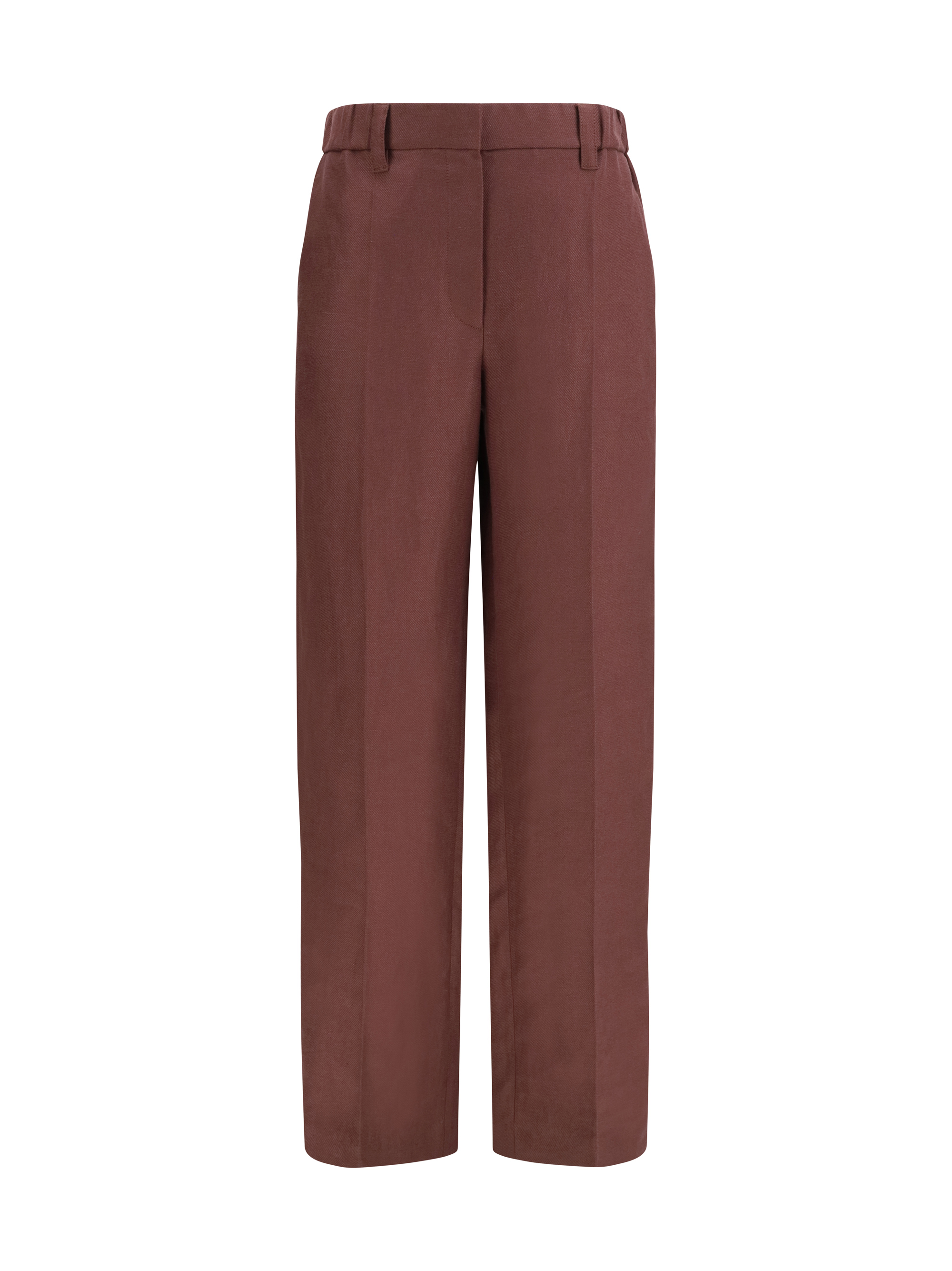 Wide-Leg Pants in linen with elastic waistband and belt loops