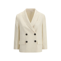 Fluid twill Jacket in viscose and linen with monile
