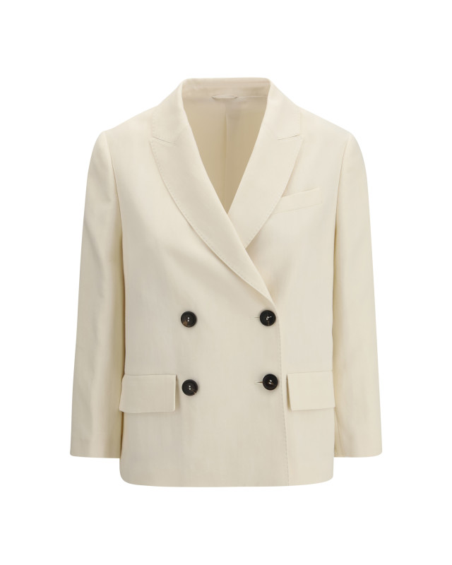 Fluid twill Jacket in viscose and linen with monile