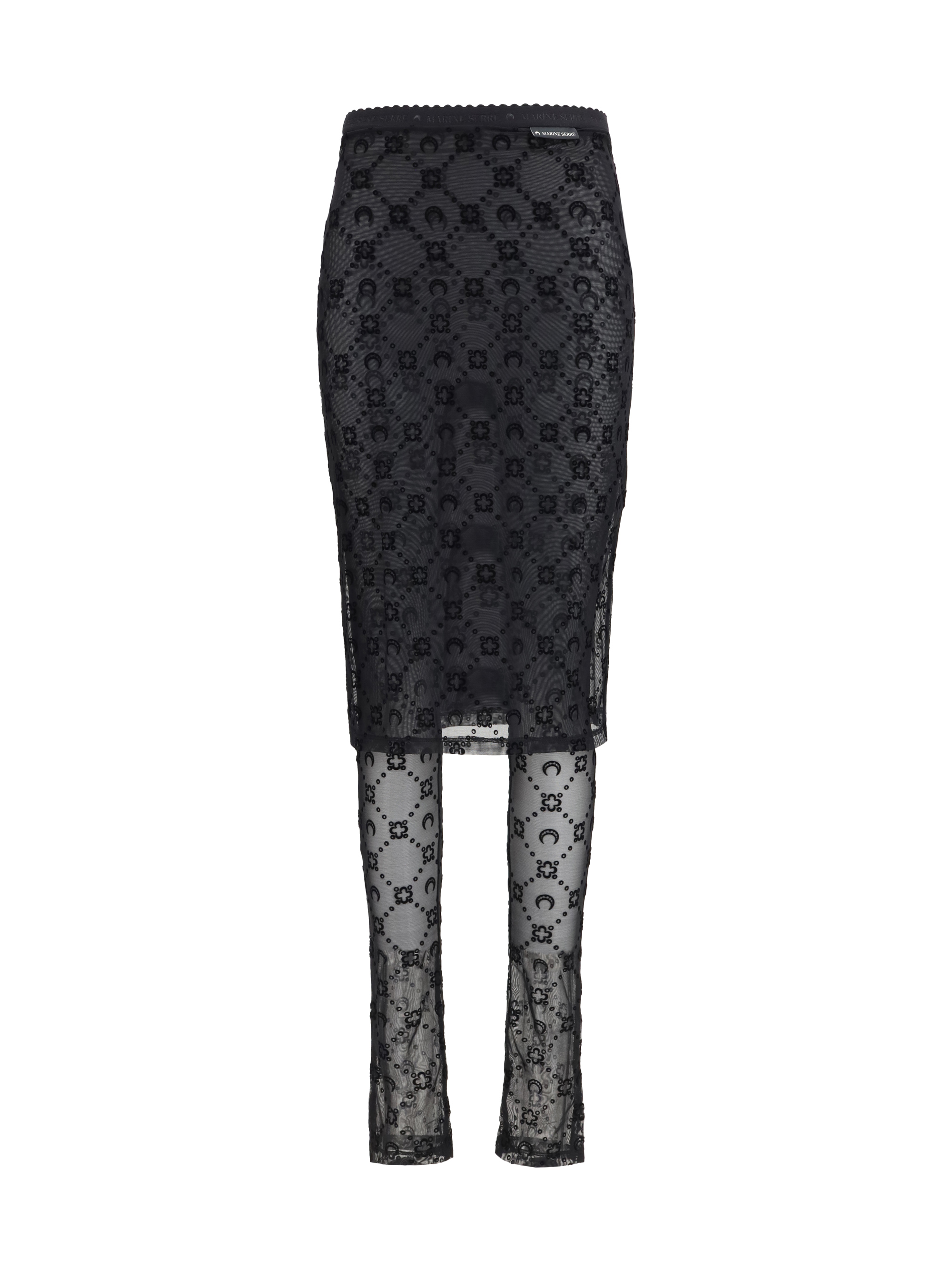 Moonogram Mesh Flock Pant-Skirt