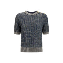 Short-sleeve sequined Sweater with buttons