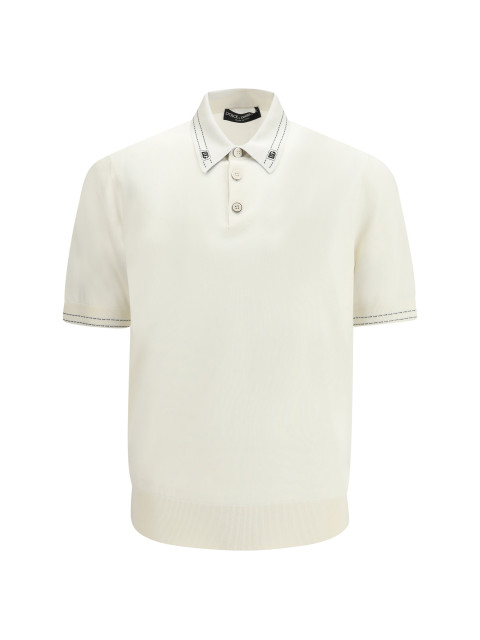 Silk Polo with collar and short sleeves