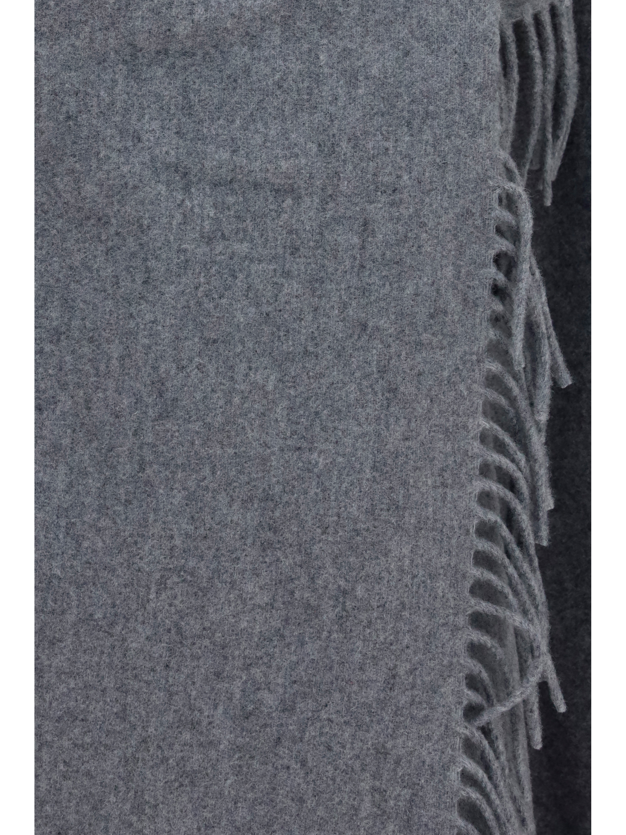 High-neck wool Cape with concealed closure and fringes
