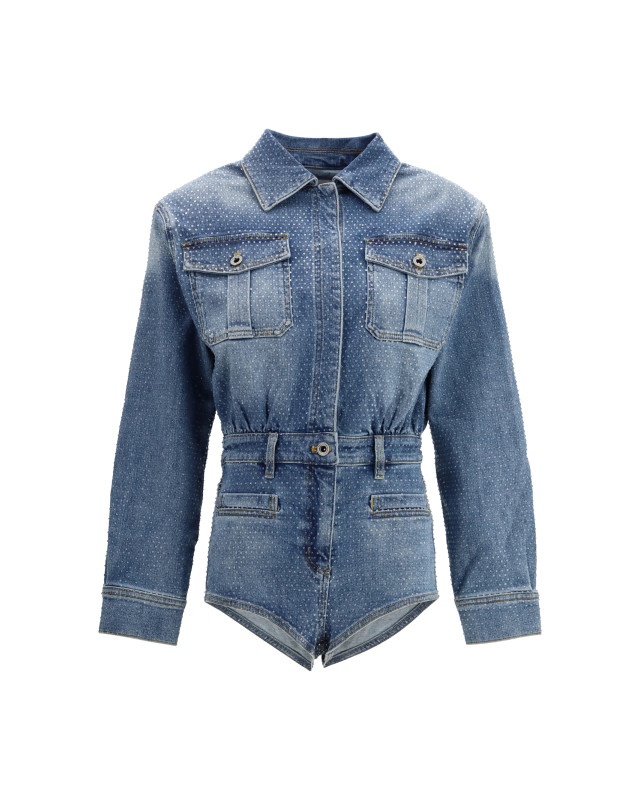 Rhinestone denim Playsuit