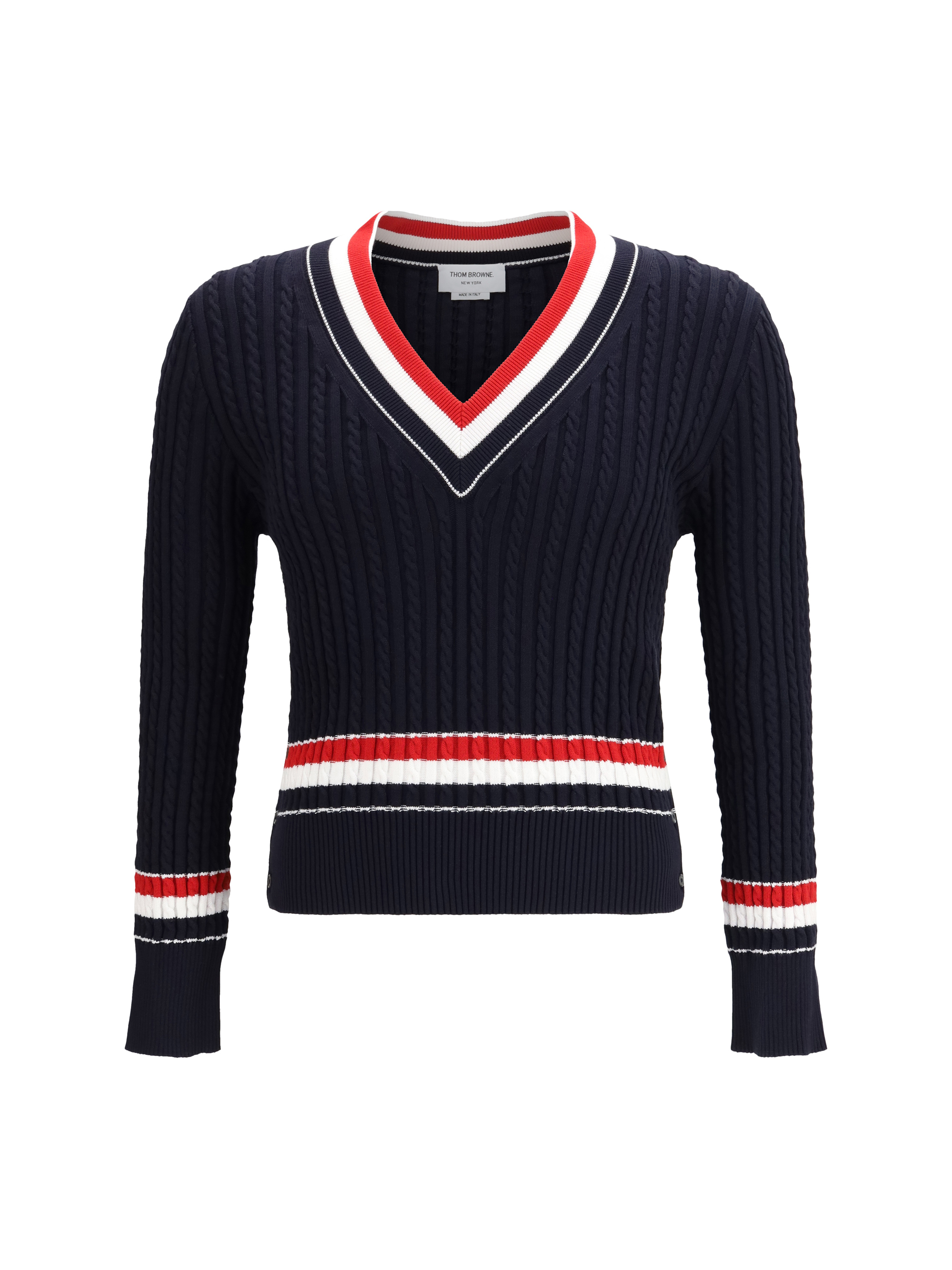 Intarsia cable-knit V-neck Sweater