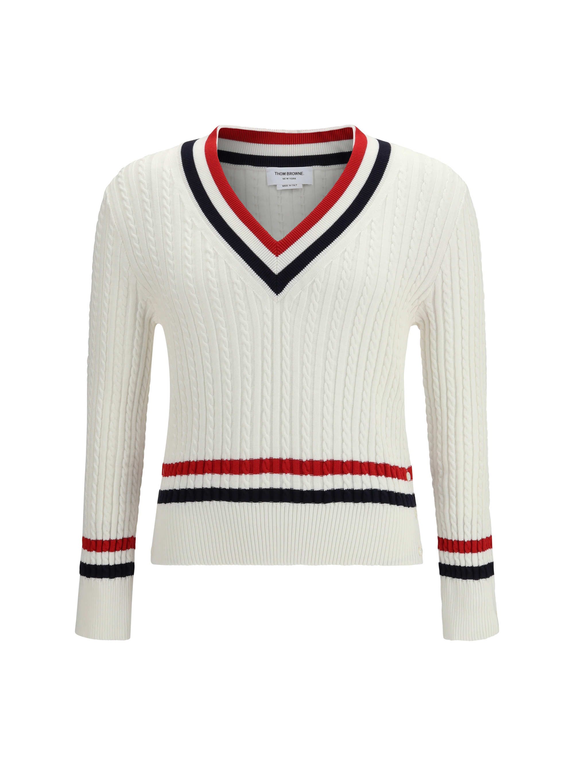 Intarsia cable-knit V-neck Sweater