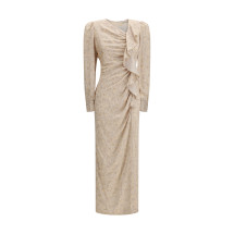 Jacquard draped Dress with flounces