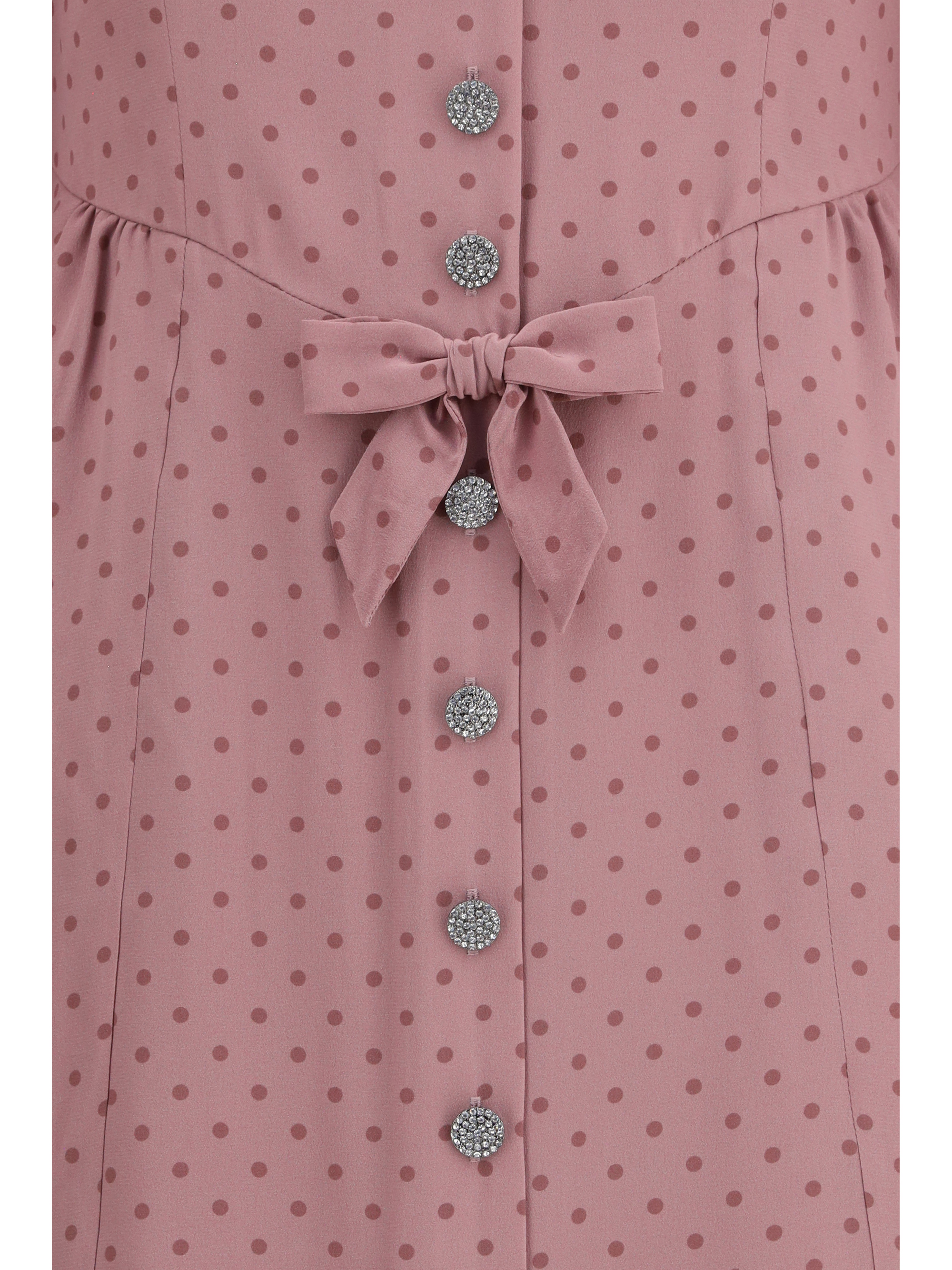 Polka Dot Midi Dress with Ruffles
