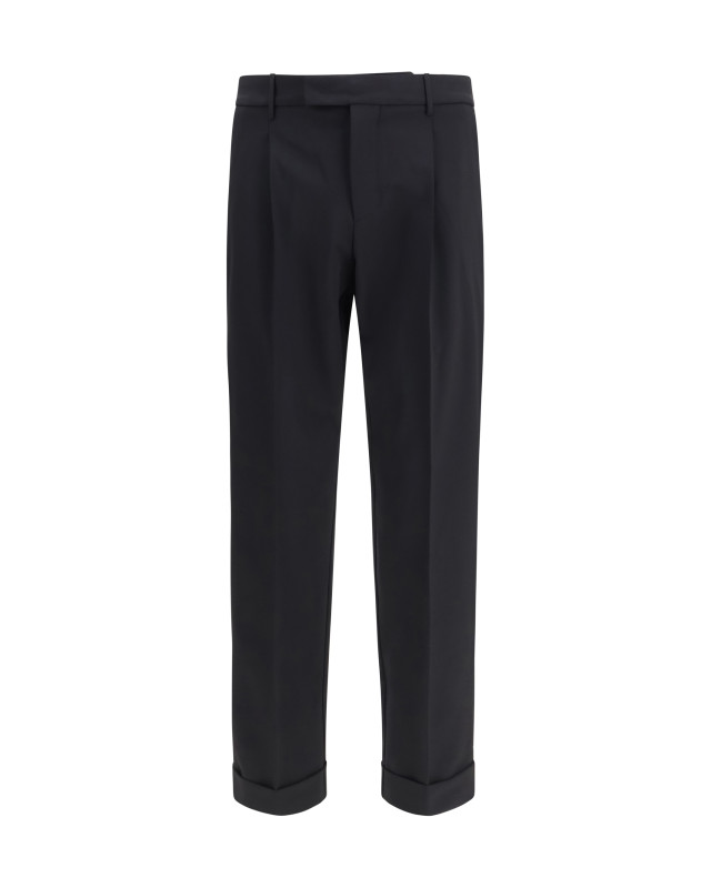 Carrot fit single pleat Pants in virgin wool