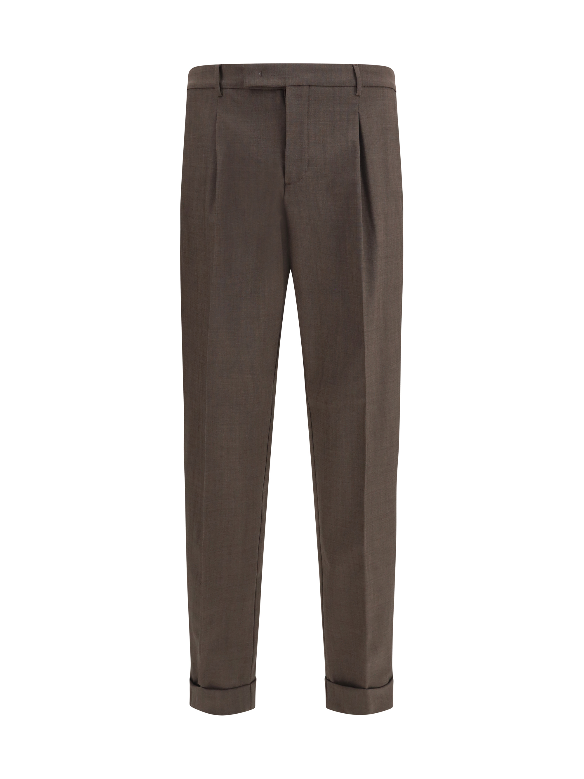 Carrot fit single pleat Pants in virgin wool