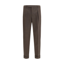 Carrot fit single pleat Pants in virgin wool
