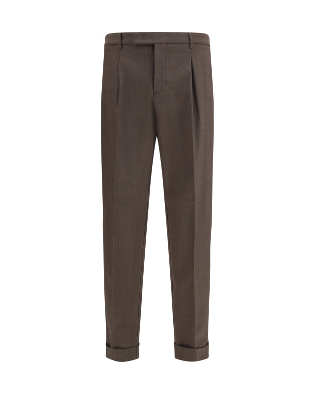 Carrot fit single pleat Pants in virgin wool