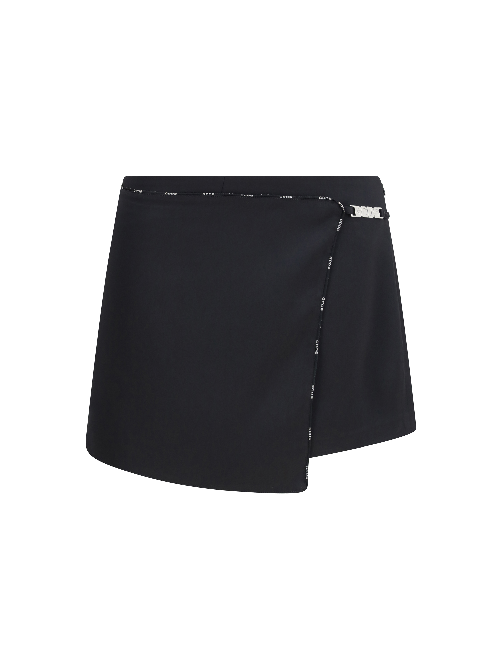 Satin mini Skirt-Shorts with logo trim