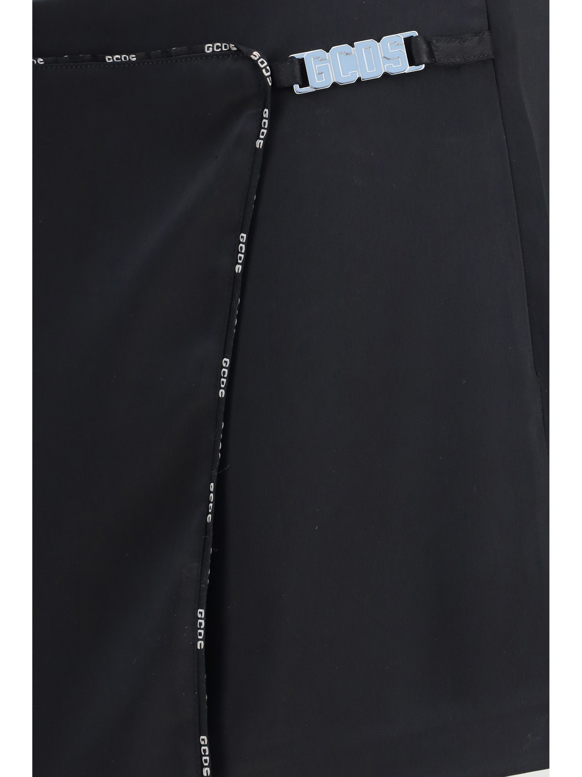 Satin mini Skirt-Shorts with logo trim