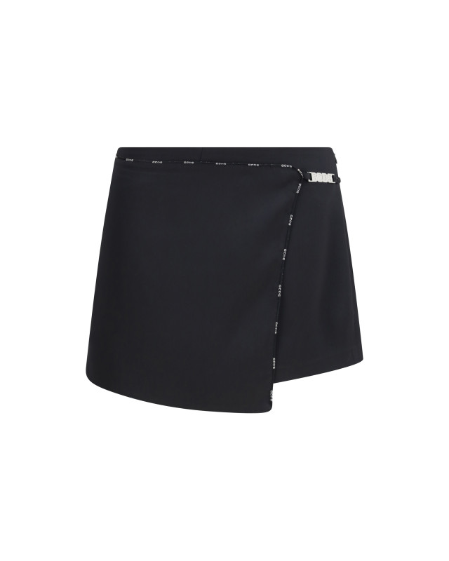 Satin mini Skirt-Shorts with logo trim