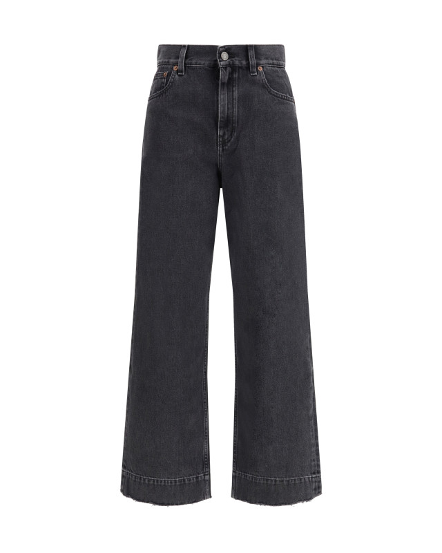 High-Waisted Cropped Denim Jeans