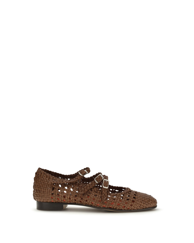 Woven leathe Mary Jane Ballerinas