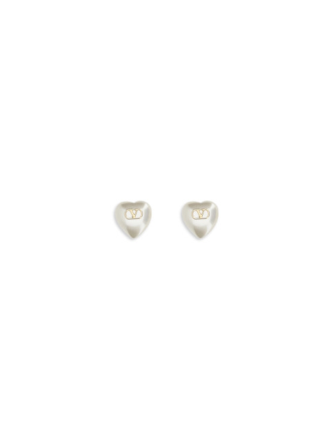 VLogo Signature Earrings in metal and pearls