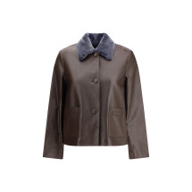 Leather Jacket with a shearling collar