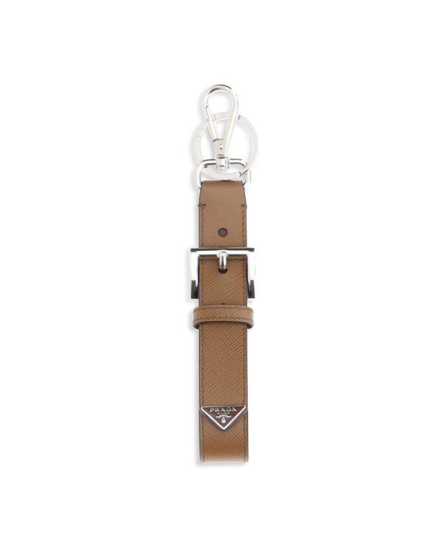 Keyring in saffiano leather with triangle logo