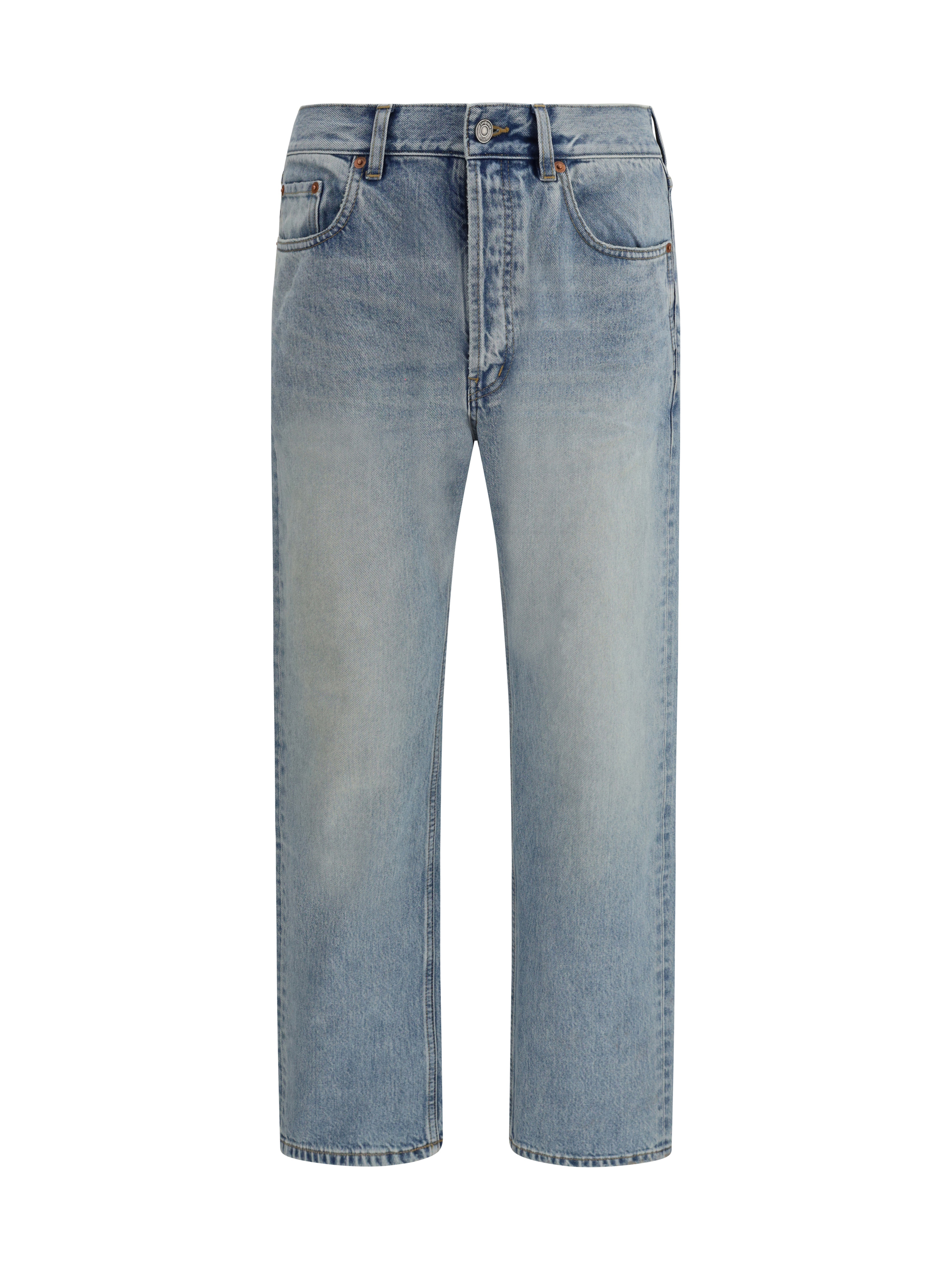 Cotton Denim Jeans with stonewashed finish