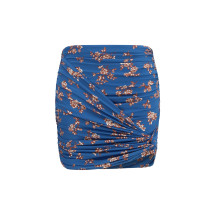 Draped floral-print swim Mini Skirt