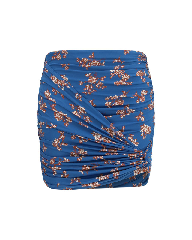 Draped floral-print swim Mini Skirt