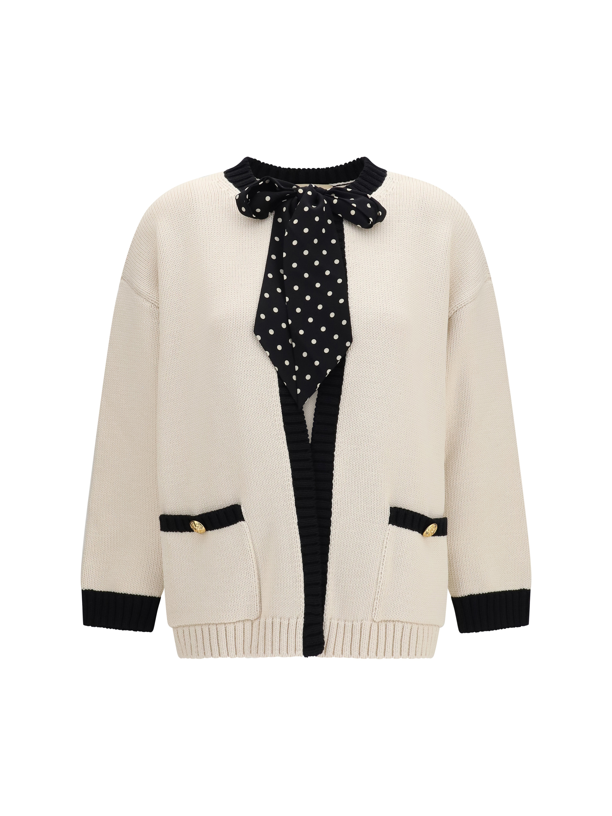 Open polka-dot bow Cardigan