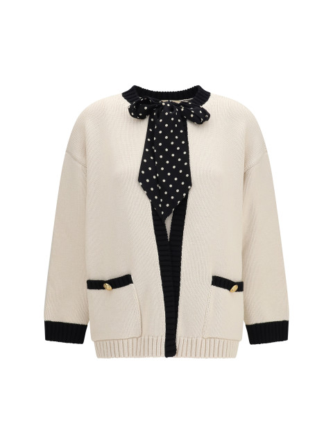 Open polka-dot bow Cardigan
