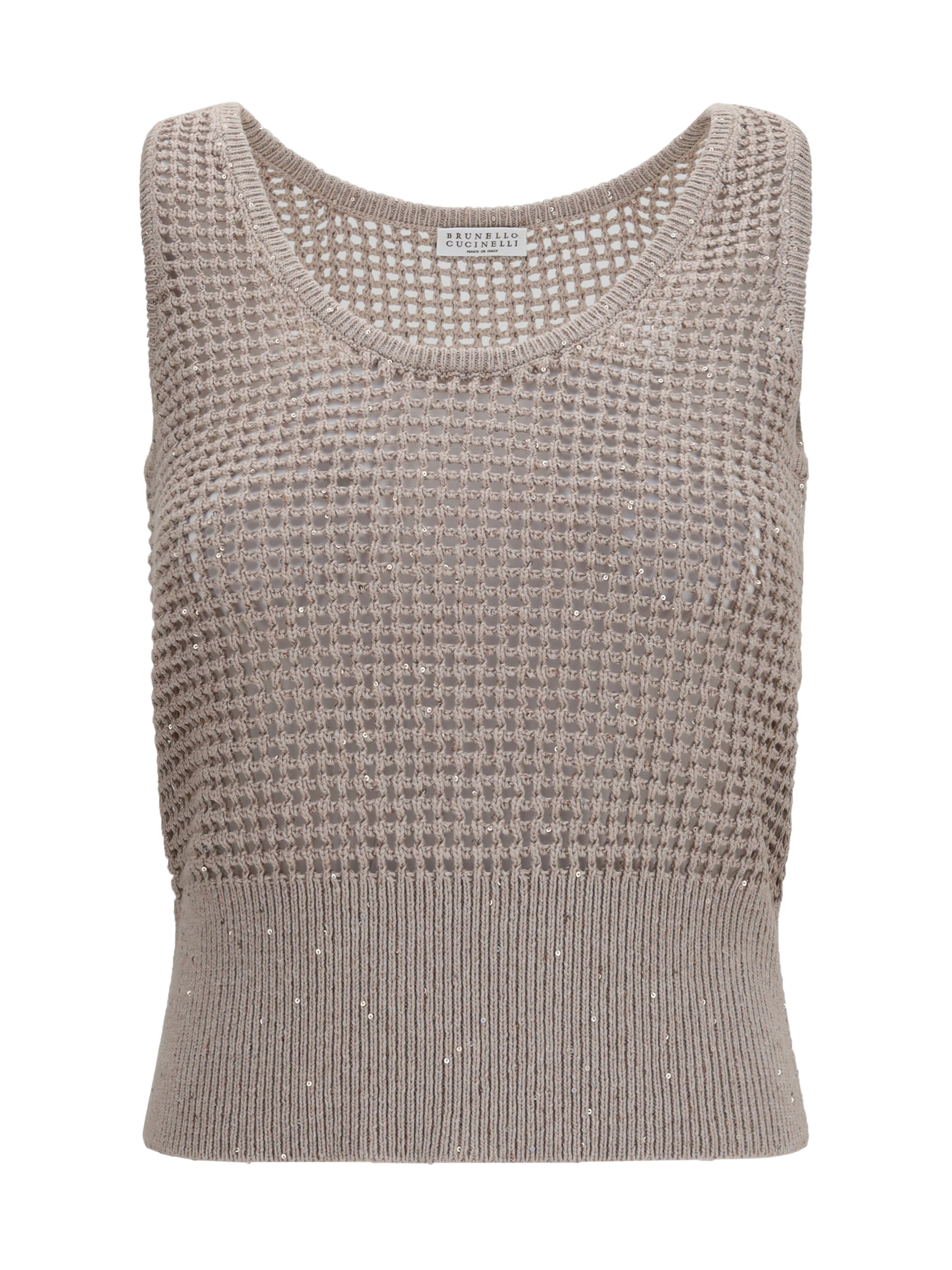 Perforated sequin Tank Top