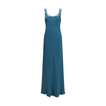 satin maxi Dress with lace trims