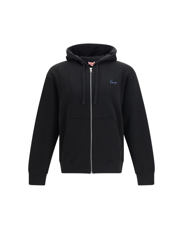 Kenzio Signature Embroidered Cotton Zip Hoodie