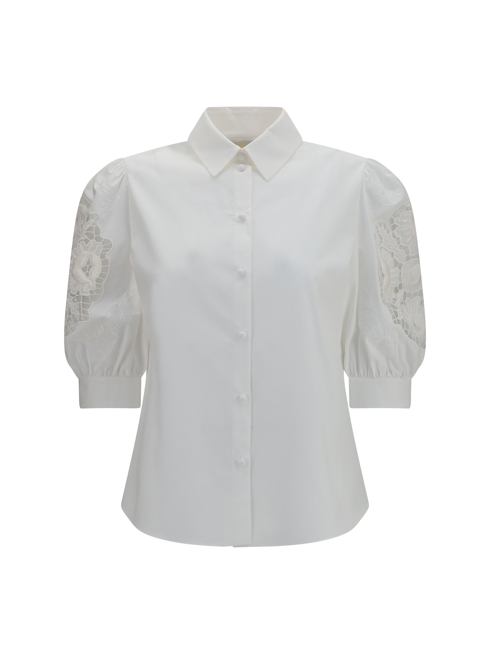 Shirt with Sangallo lace sleeves