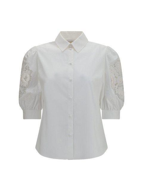 Shirt with Sangallo lace sleeves