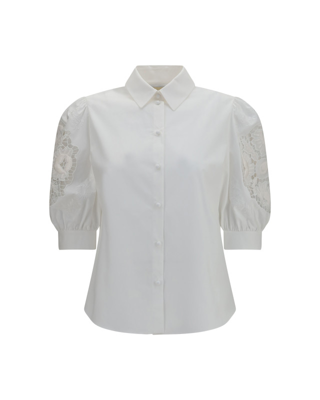 Shirt with Sangallo lace sleeves