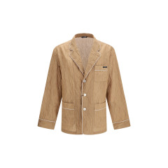 Vanity Shirt-style robe in froissé striped fabric