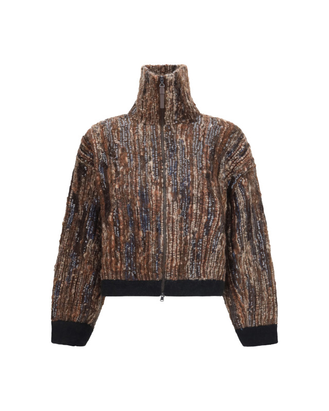 Perforated zip Cardigan