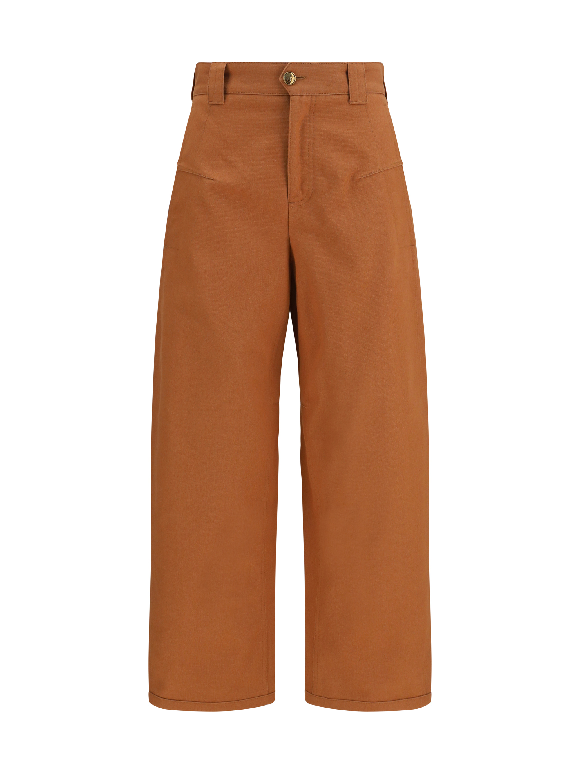 Cotton canvas barrel-leg Pants