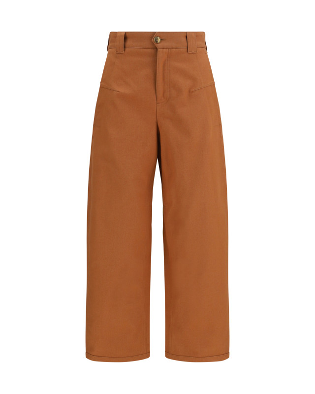 Cotton canvas barrel-leg Pants
