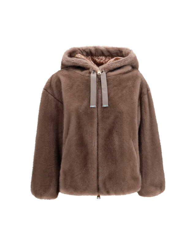 Hooded Jacket in eco-fur