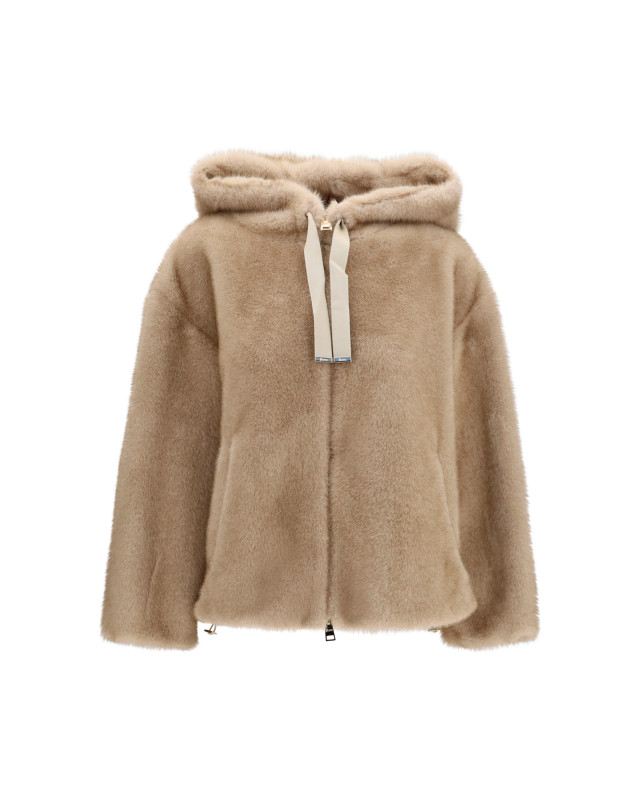 Hooded Jacket in eco-fur