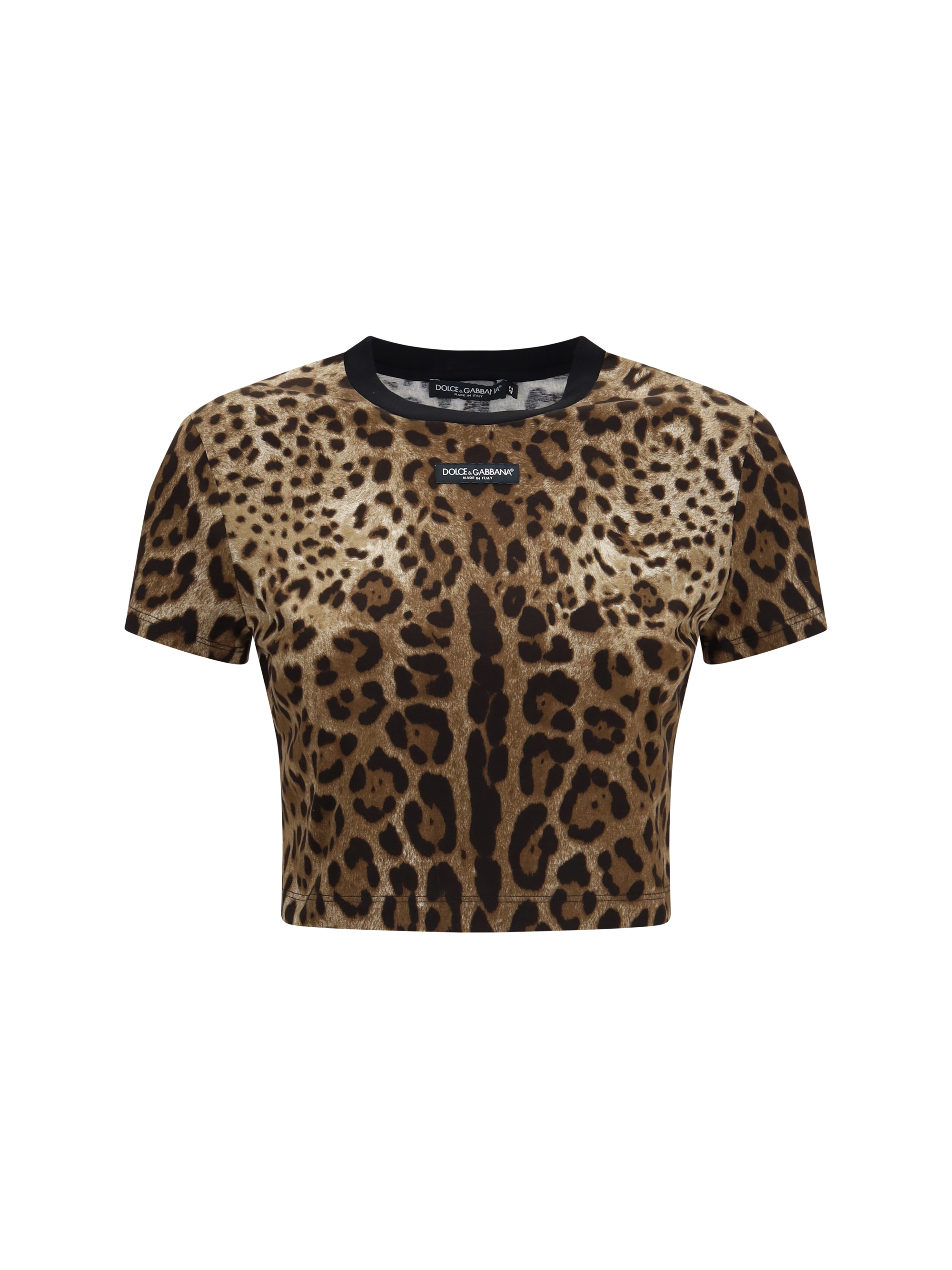 Leopard-print cropped T-shirt
